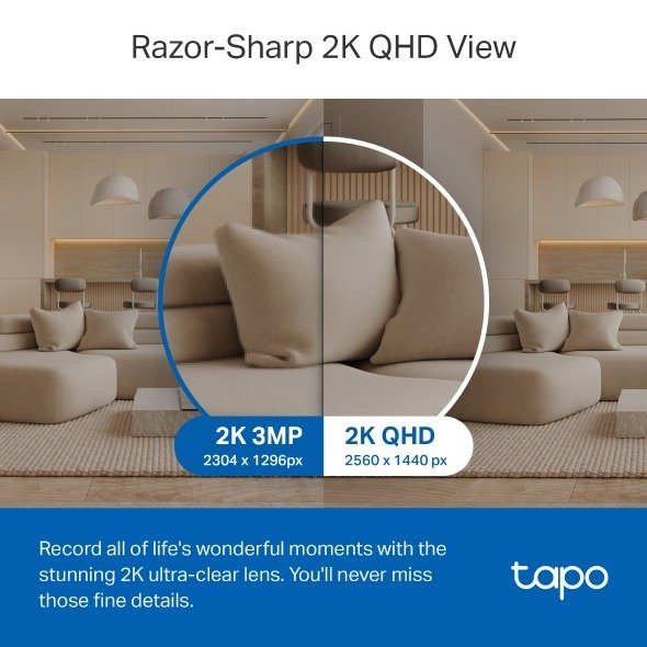 TP-Link Pan/Tilt AI Home Security WiFi Camera - Tapo 2K QHD TC72 thumbnail 8