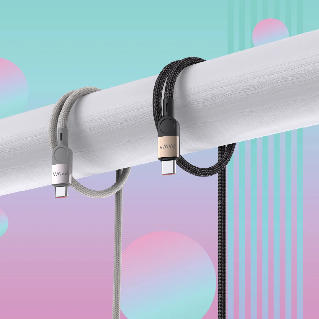 PAWA LEVIN USB C TO USB C BRAIDED CABLE 1.2M 60W DESERT BLACK PW-12BDC253-DTBK thumbnail 2