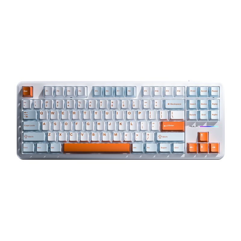 AULA 87 KEYS RGB 80% MECHANICAL GAMING KEYBOARD WHITE TRI-MODE REAPER SWITCH F87 PRO BLK-ORG-BLU