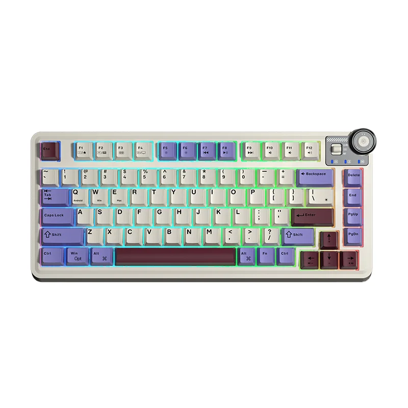 AULA 75 KEYS RGB 75% MECHANICAL GAMING KEYBOARD TRI-MODE KNOB STAR VECTOR SWITCH BG-PRP-RD AU75