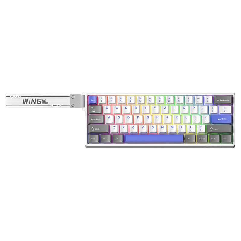 Aula 60 Keys RGB 60% Wired Mechanical Gaming Keyboard Wing Chun Magnetic Switch WHT-GRY-BLU Win60