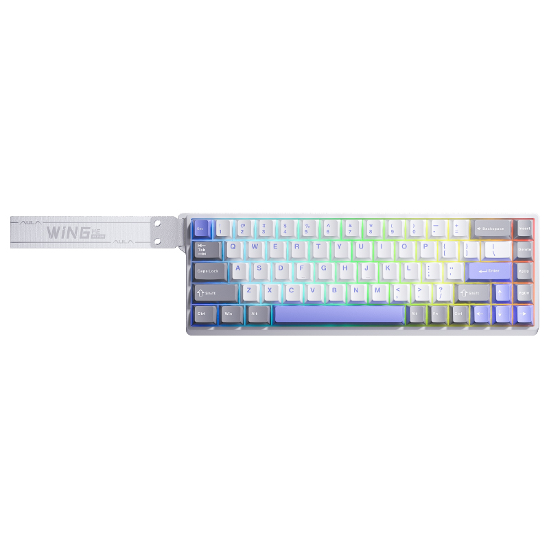 Aula 68 Keys RGB 65% Wired Mechanical Gaming Keyboard Wing Chun Magnetic Switch WHT-GRY-BLU Win68