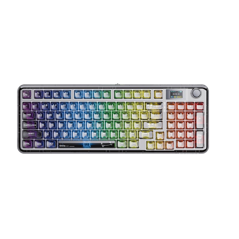 AULA 98 KEYS RGB 98% MECHANICAL GAMING KEYBOARD TRI-MODE W KNOB SNOW SMOKE SHAFT SWITCH WHITE NB98