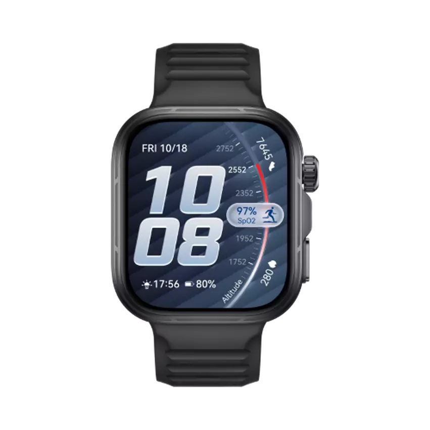 HUAWEI WATCH FIT 5 PRO BLACK ALUMINUM ALLOY CASE BLACK FLUOROELASTOMER STRAP NKI-B29 55020HRF