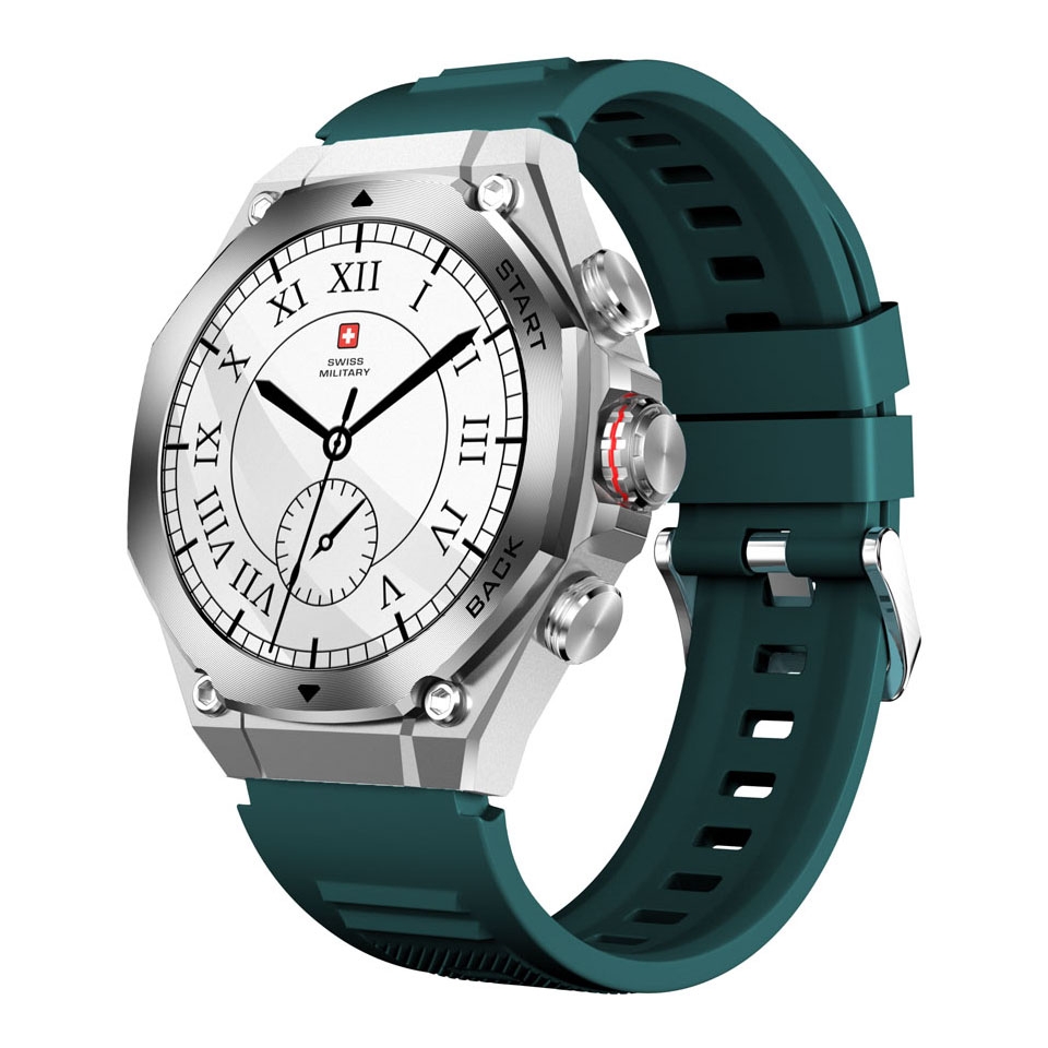 SWISS MILITARY DOM 6 WATCH WITH SILICONE STRAP GREEN SM-WCH-DOM6-SILF-GRNSS