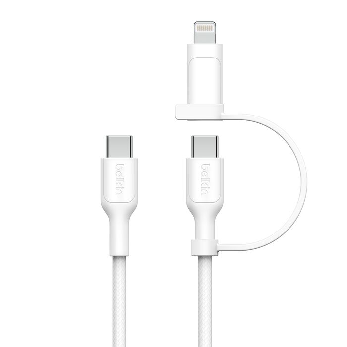 BELKIN BOOST CHARGE PRO 2 IN 1 CABLE WITH USB C AND LIGHTNING CONNECTOR 1.5M WHITE CAC003HQ1.5MWH