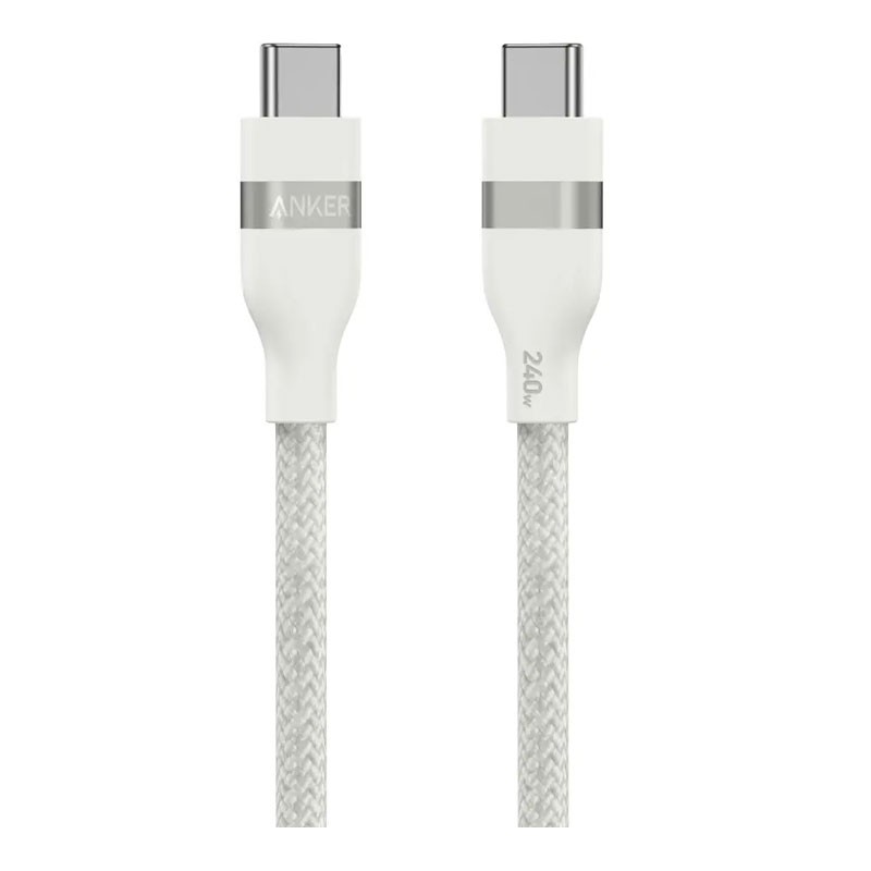 ANKER USB C TO USB C 240W UPCYCLED BRAIDED 3FT CABLE WHITE A82E2H21