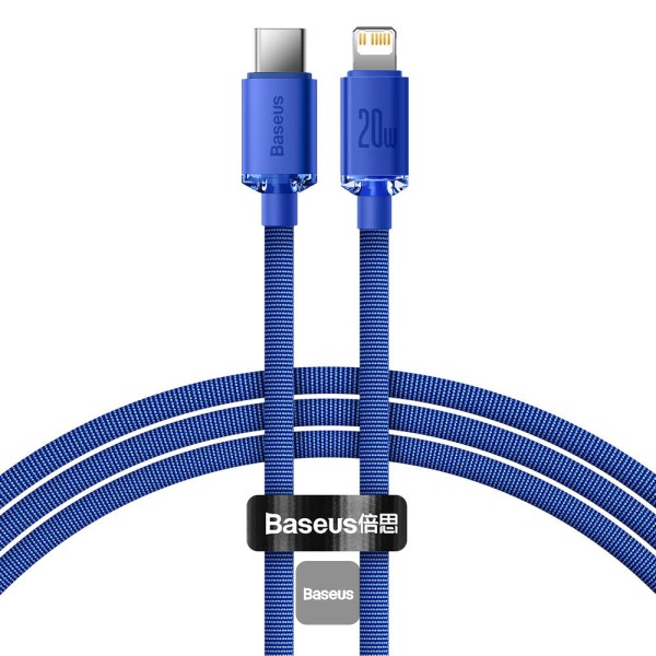 BASEUS CRYSTAL SHINE 20W TYPE C TO LIGHTNING CABLE 2M BLUE