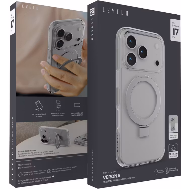 LEVELO VERONA IPHONE 17 PRO MAX MAGSAFE KICKSTAND HYBRID CASE TRANSPARENT LVLVRN17PMTR thumbnail 3