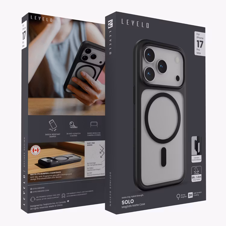LEVELO SOLO MATTE IPHONE 17 PRO MAGSAFE CASE BLACK LVLSOLOM17PBK thumbnail 4