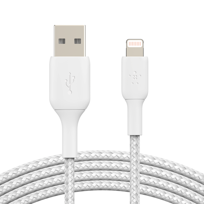 BELKIN PREMIUM BRAIDED LIGHTNING TO USB A 2M CABLE WHITE CAA002BT2MWH