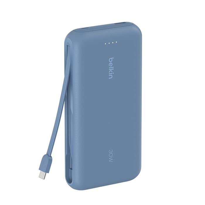 BELKIN BOOST CHARGE POWER BANK 20K WITH USB C INTEGRATED CABLE PD 30W BLUE BPB024HQBL