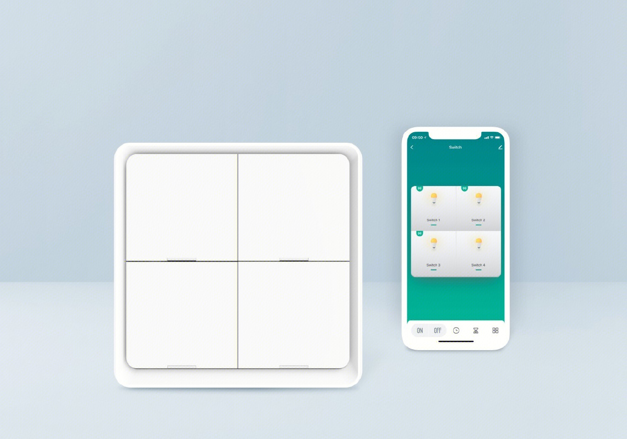 TUYA SMART SWITCH WIFI SMART IN-WALL 4 GANG LIGHT PUSH SWITCH BUTTON WHITE WS-B-US