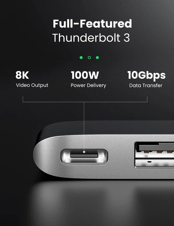 UGREEN 2XUSB C TO 3XUSB 3.0-A+SD+TF+PD MULTIFUNCTION ADAPTER ALUMINIUM SHELL 60560 thumbnail 2