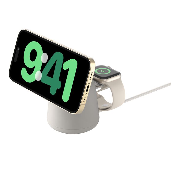 BELKIN BOOST CHARGE PRO 2 IN 1 WIRELESS CHARGING DOCK WITH MAGSAFE 15W WHITE WIZ020MYH37