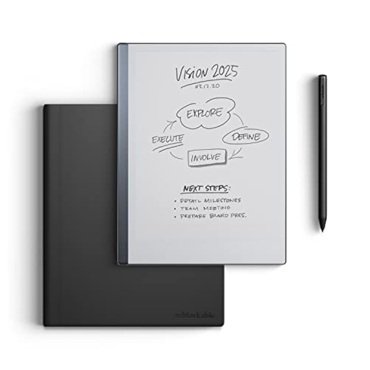 REMARKABLE ESSENTIALS 2 BUNDLE PAPER TABLET WITH MARKER PLUS AND BLACK LEATHER FOLIO CASE RM110