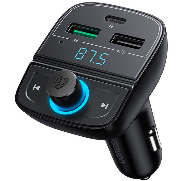 UGREEN BLUETOOTH CAR CHARGER (5.0+PD+QC3.0+USB FLASH DRIVE+TF) BLACK 80910