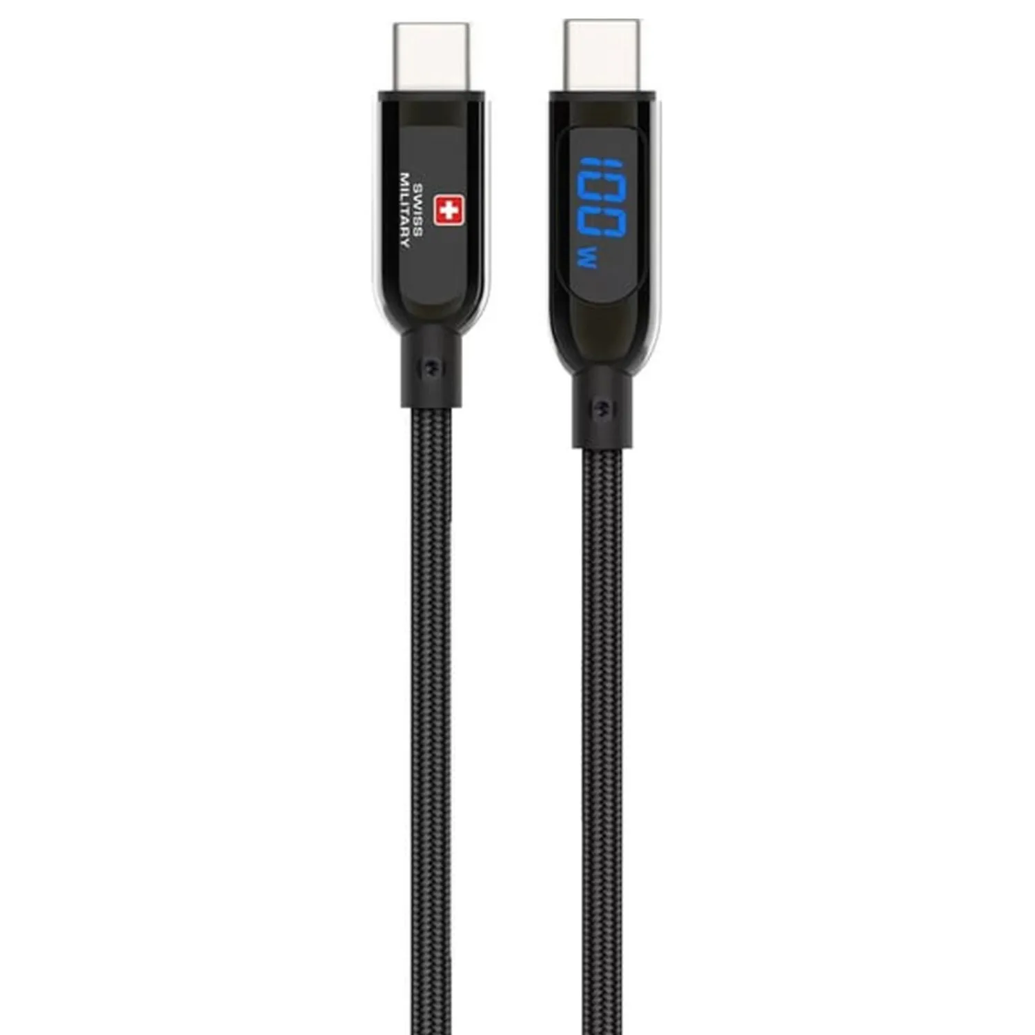 SWISS MILITARY USB C TO USB C HEAVY DUTY HIGH PERFORMANCE CHARGING DATA TRANSFER CABLE BLACK