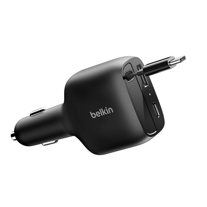 BELKIN BOOST CHARGE RETRACTABLE CAR CHARGER 75W BLACK CCC001HQBK