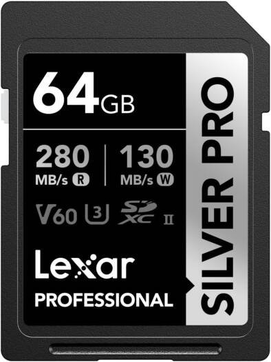 LEXAR PROFESSIONAL SILVER PRO SDXC UHS-II CARDS 280MBPS-64GB LSDSIPR64G-BNNNG