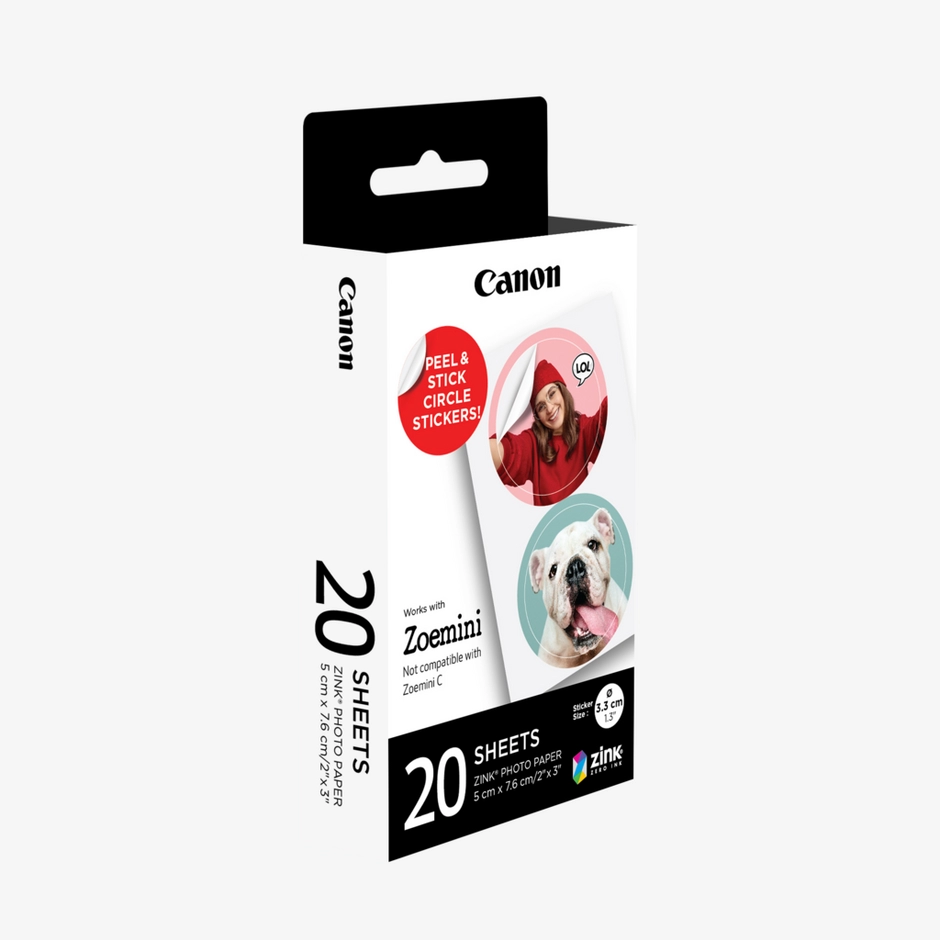 CANON ZOEMINI ZINK PRE CUT CIRCLE PHOTO PAPER 20 SHEET