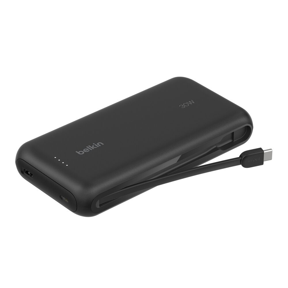 BELKIN BOOST CHARGE POWER BANK 20K WITH USB C INTEGRATED CABLE PD 30W BLACK BPB024HQBK