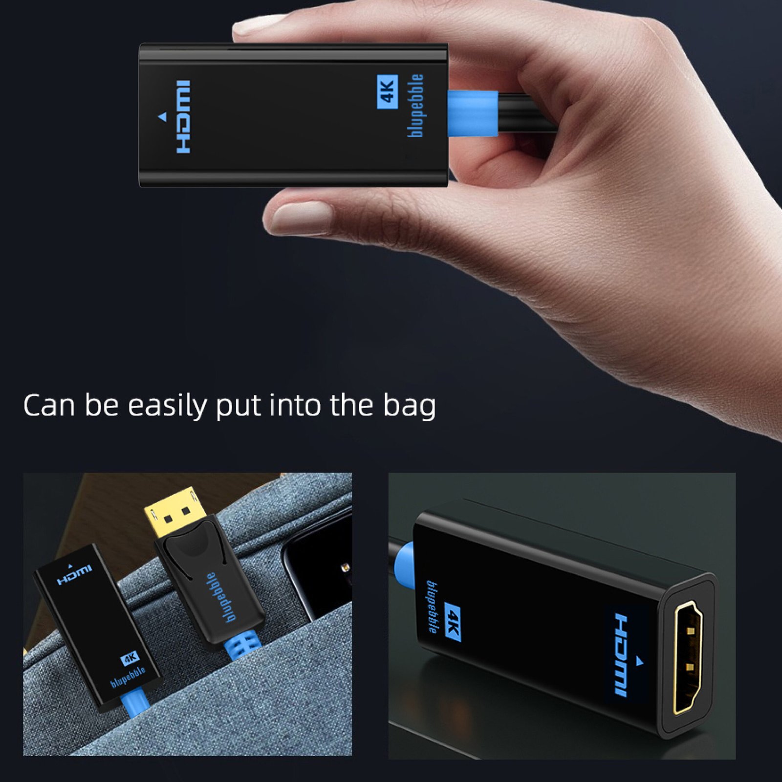 BLUPEBBLE DISPLAYPORT TO HDMI ADAPTER BP-AV586-01G4KB02-BK thumbnail 3
