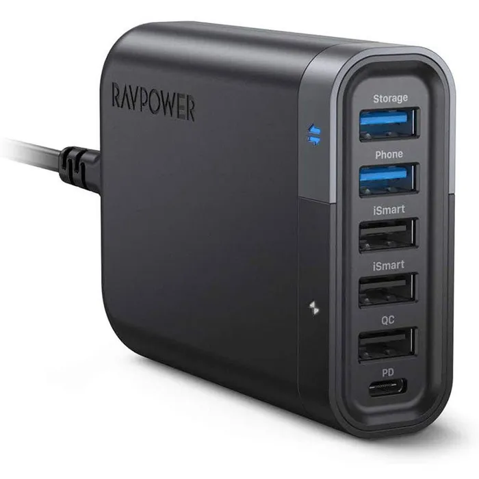 RAVPOWER 6 PORT USB CHARGER FILE HUB BLACK RP-UM002