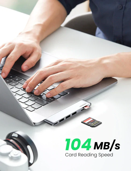 UGREEN 2XUSB C TO 3XUSB 3.0-A+SD+TF+PD MULTIFUNCTION ADAPTER ALUMINIUM SHELL 60560 thumbnail 5