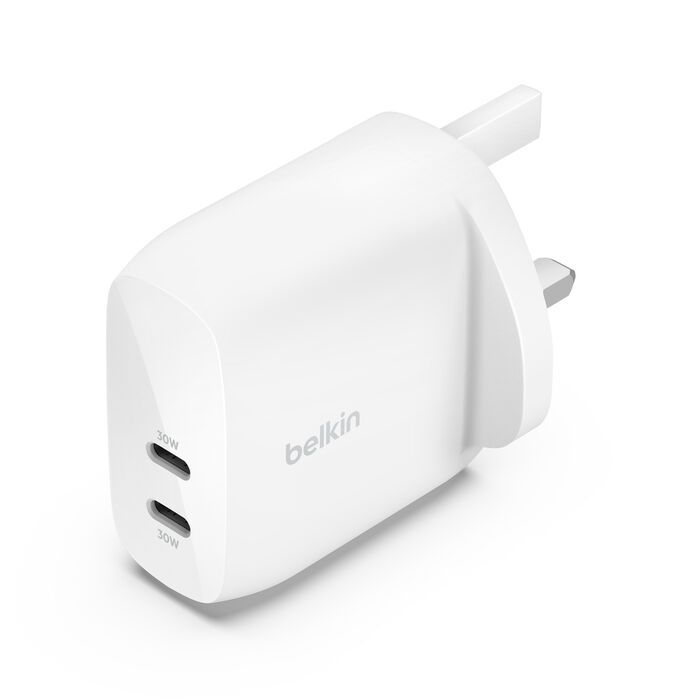BELKIN DUAL USB-C BOOST WALL CHARGEGER 60W WCB010MYWH