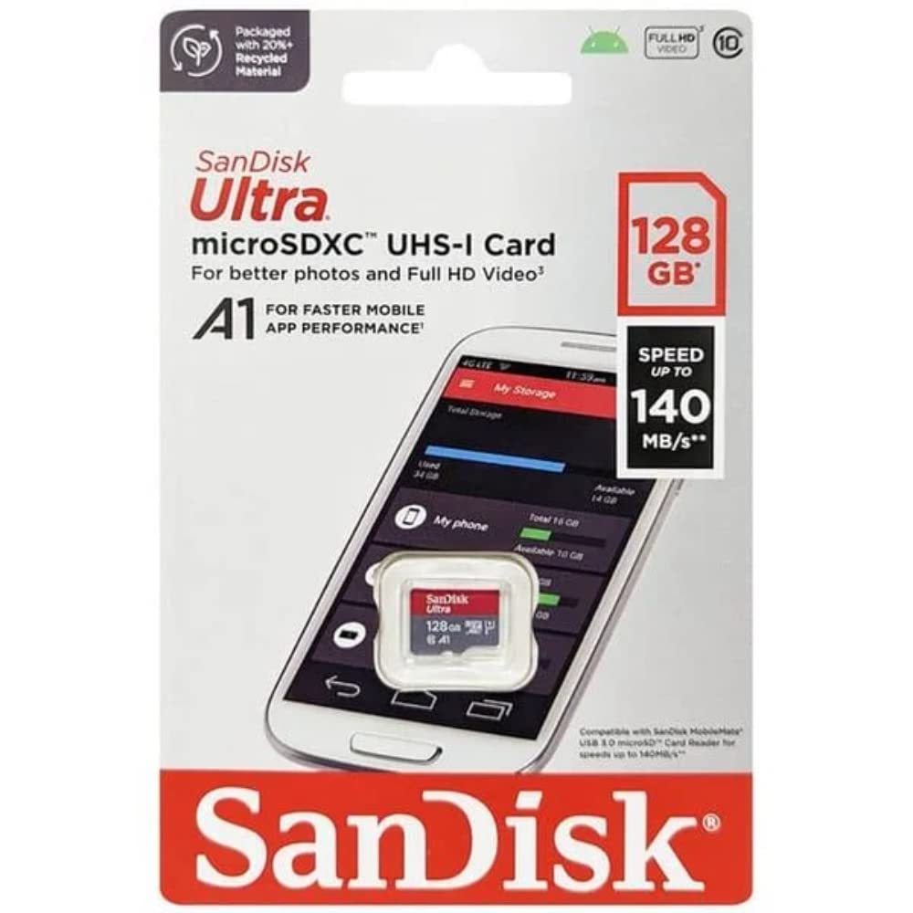 SANDISK ULTRA A1 MICROSDXC UHS-I CARD WITH ADAPTER 128GB SPEED UP TO 140 MBS SDSQUAB-128G-GN6MA thumbnail 4