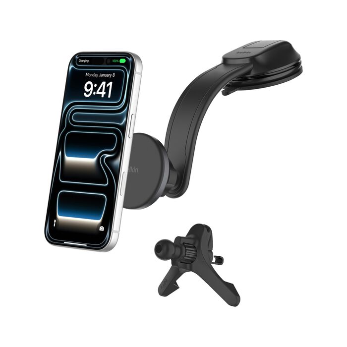 BELKIN BOOSTCHARGE QI2 MAGNETIC CHARGING CAR VENT AND DASH MOUNT BLACK WIC012HQBK