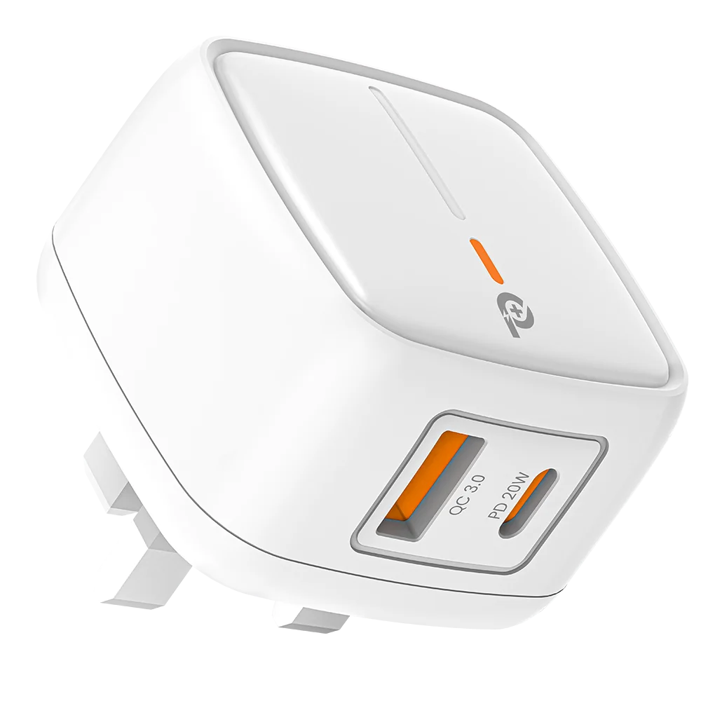 POWERO PLUS BRITISH PD QC 20W ADAPTER WHITE PR-TCP20UK-WH
