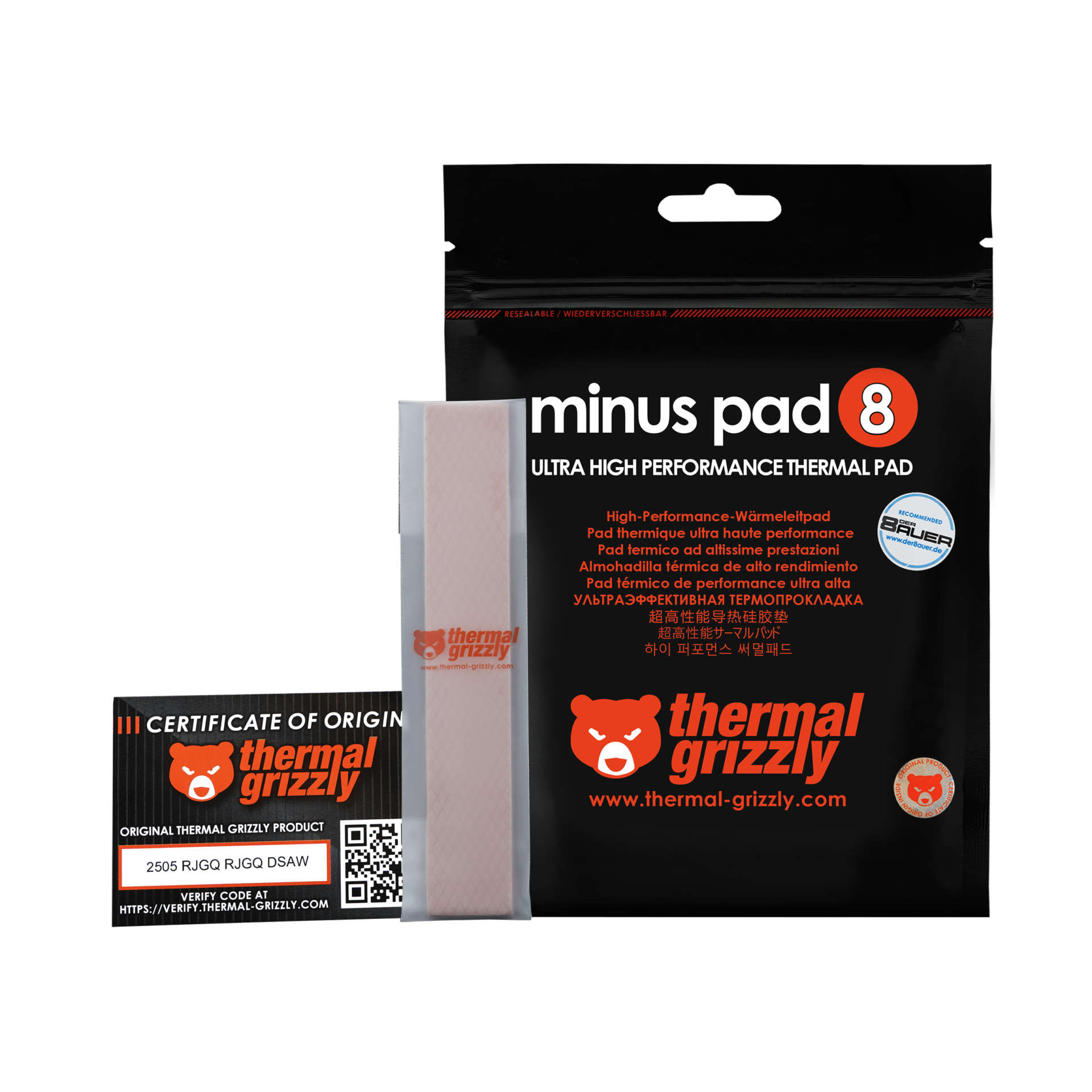 Thermal Grizzly Minus Pad 8 Thermal Pad, 120 × 20 × 3.0 mm TG-MP8-120-20-30-1R thumbnail 2