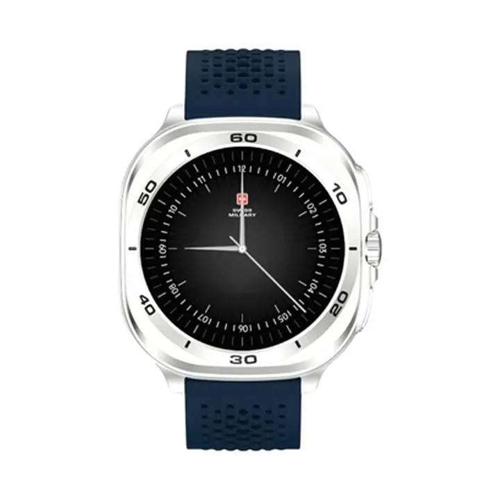 SWISS MILITARY DOM 7 SILVER FRAME WITH BLUE SILICONE STRAP SM-WCH-DOM7-SILF-BLUS