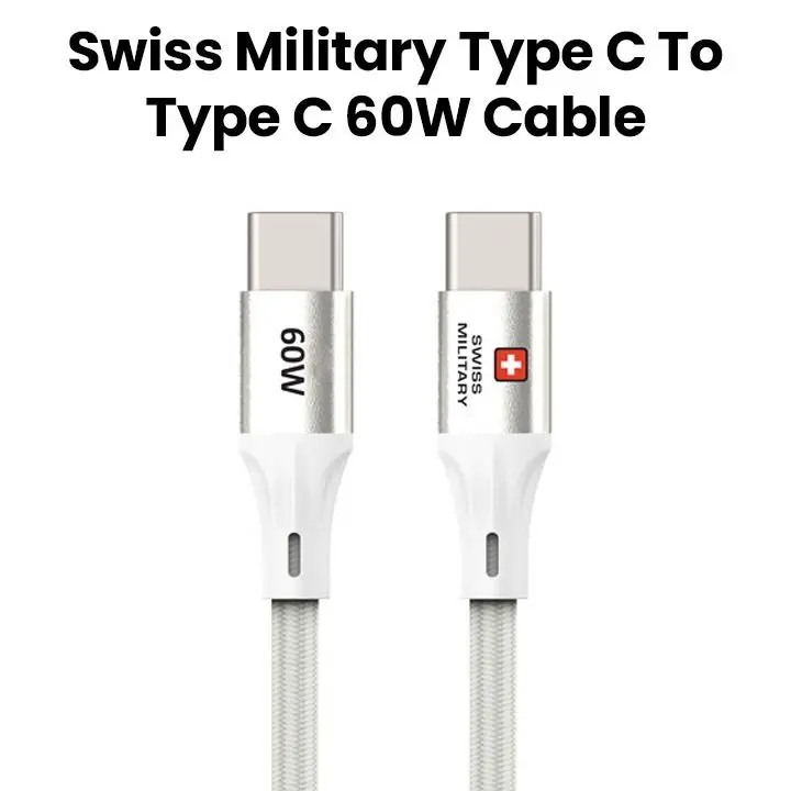 SWISS MILITARY USB-C TO USB-C 100W CABLE 1.2M WHITE CB-CC100W-WH