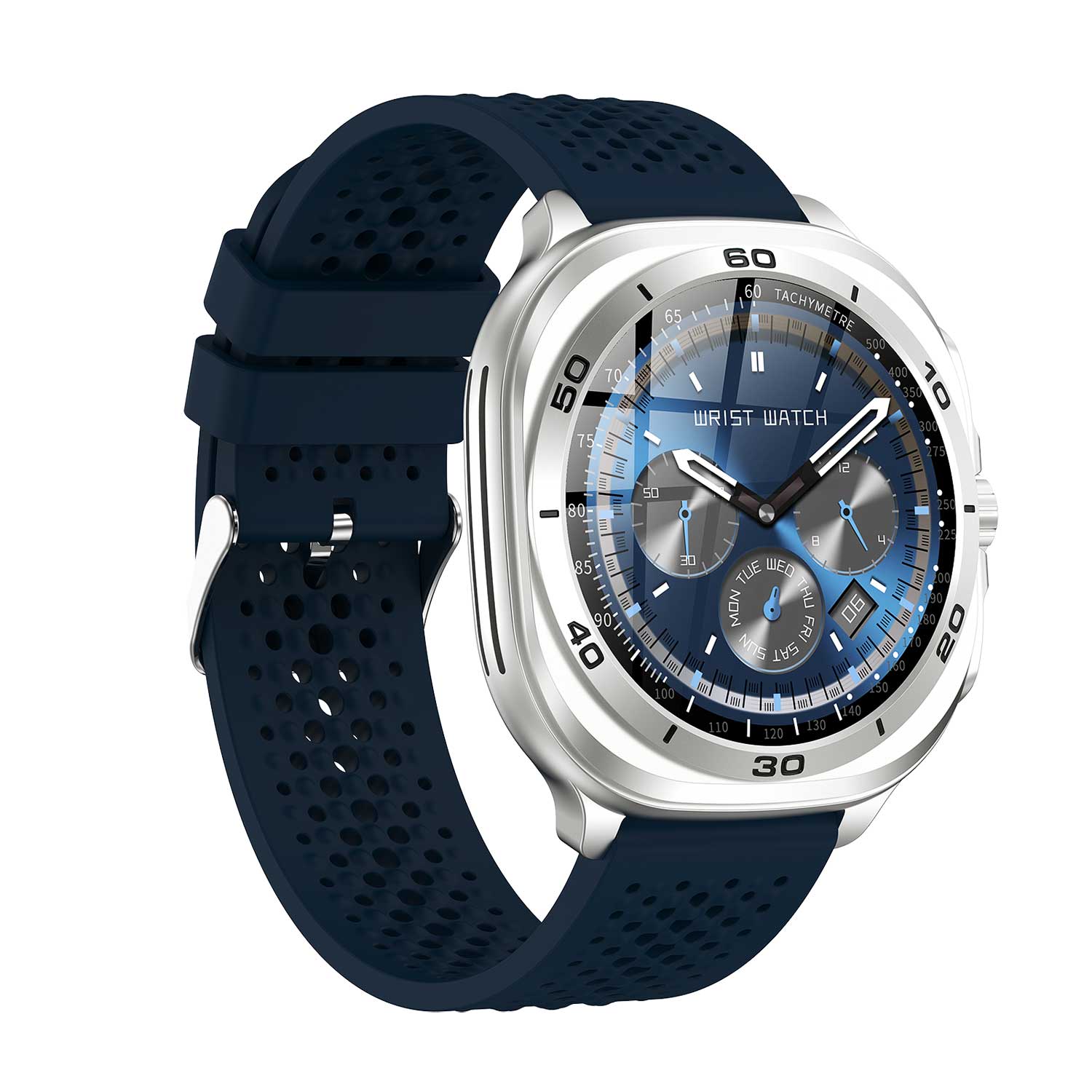 SWISS MILITARY DOM 7 SMART WATCH BLUE SILICON STRAP AND INCLUDE 2 PREMIUM STARPS SM-BD-DOM7-BLUS-2ST-SILM-BRNL
