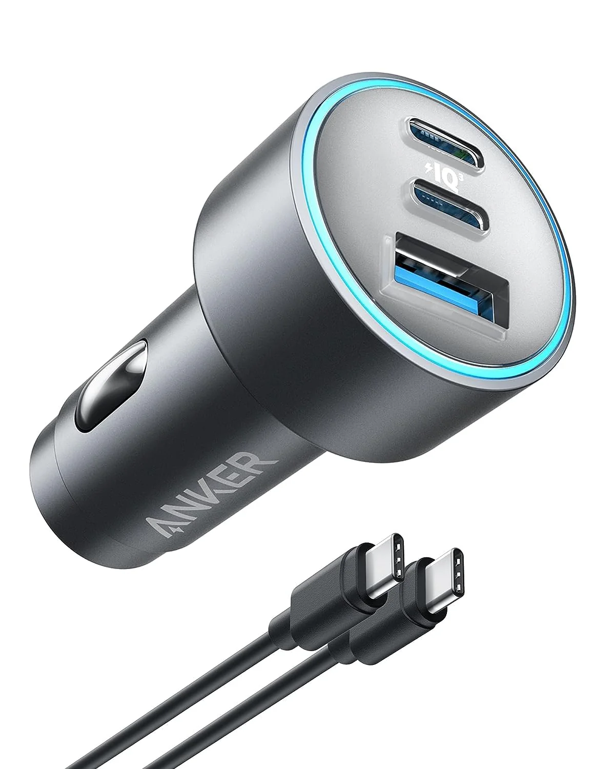 Anker 67W Powerful Triple Port Car Charger with USB-C Cable - Black B2731HA1