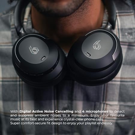 BLUPEBBLE OVER EAR FOLDABLE DIGITAL HYBRID NOISE CANCELLING HEADPHONES C90 BLUE BP-PAC90ANC-BL thumbnail 6