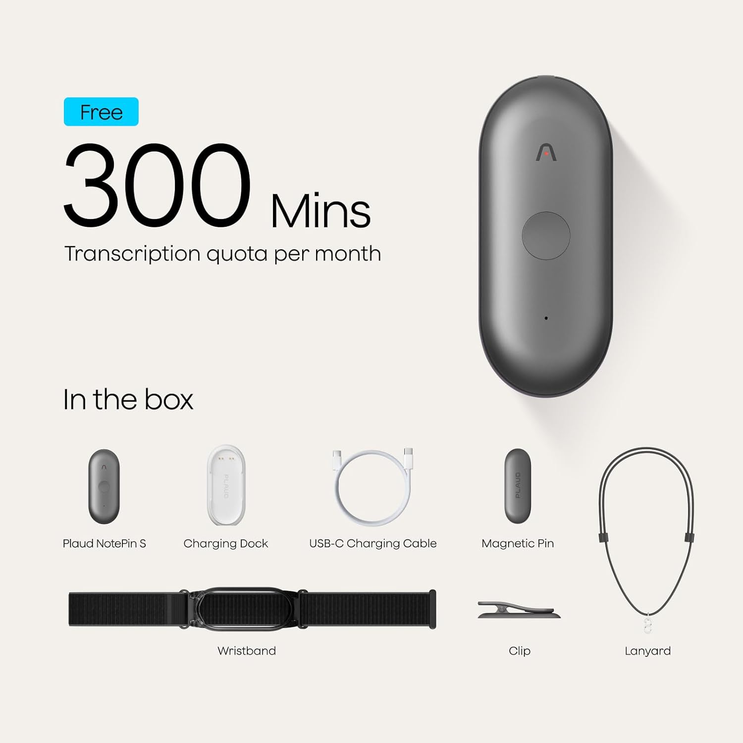 PLAUD NOTE PIN S AI NOTE TRACKER 64GB SILVER PN0210 thumbnail 7