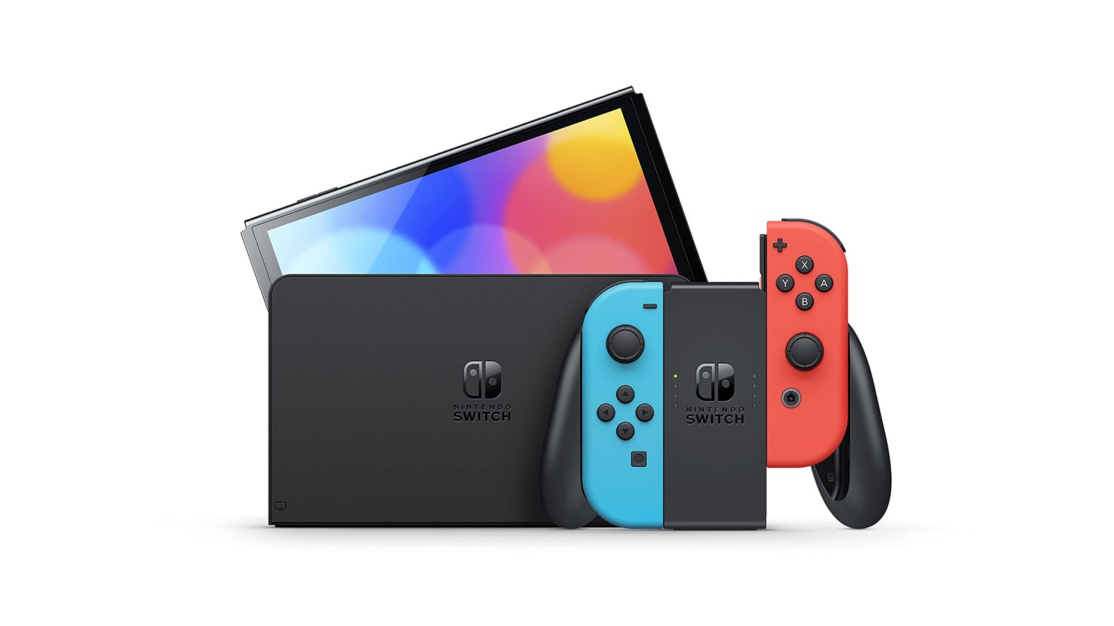 NINTENDO SWITCH OLED CONSOLE WITH BLUE-RED JOY-CON