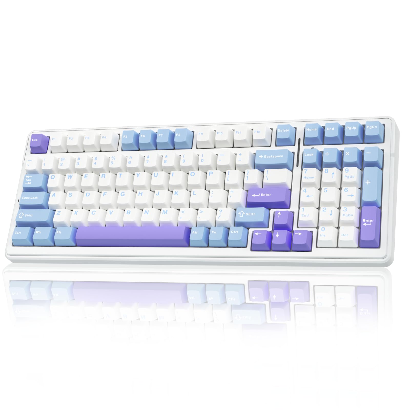 AULA 99 KEYS RGB 98% MECHANICAL GAMING KEYBOARD TRI-MODE CRESCENT SWITCH LBL-WHT-DPRP F99