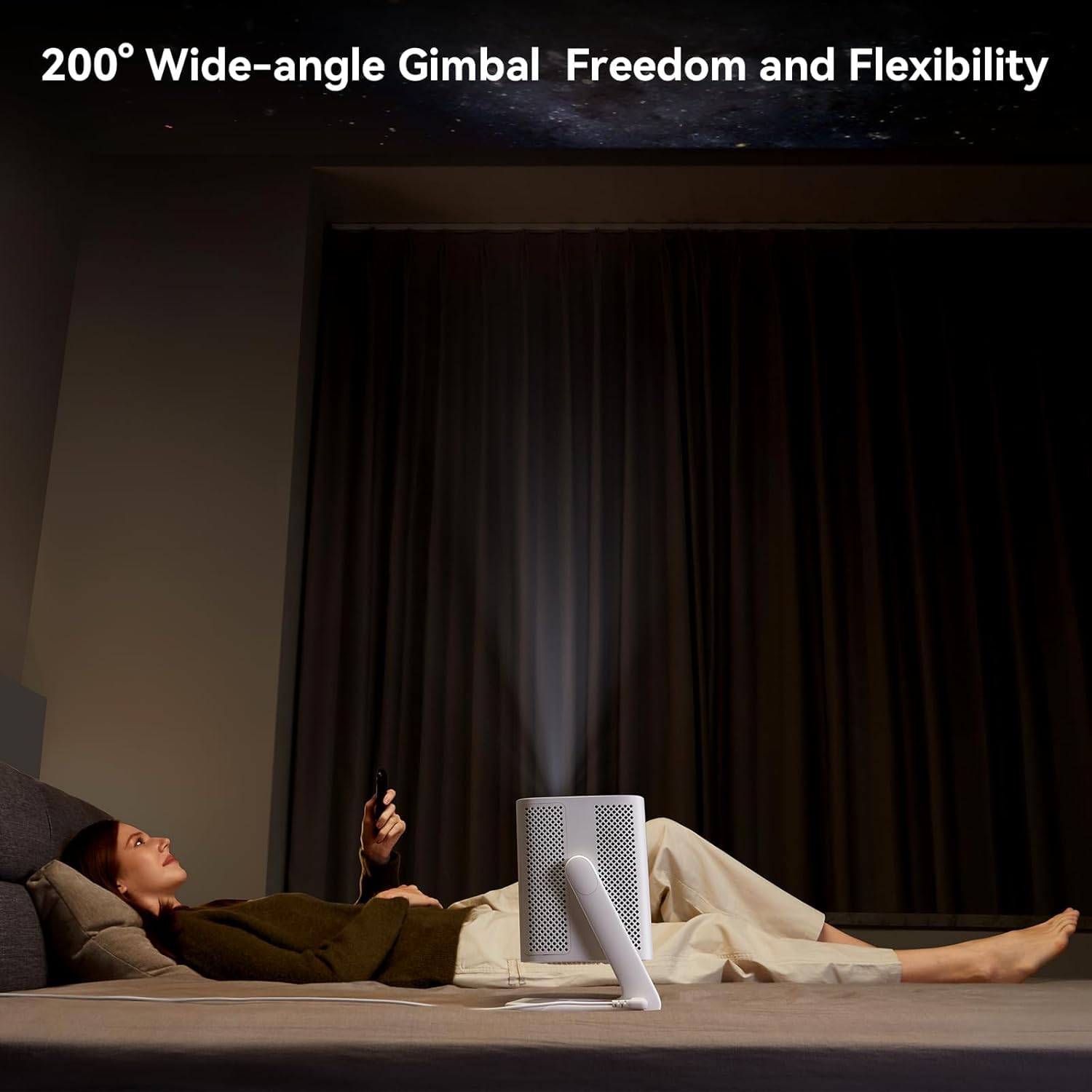 WANBO VALI 1 PRO  200 GIMBAL PROJECTOR WITH 900 ANSI 1080P AND ANDROID TV 11 WHITE thumbnail 3