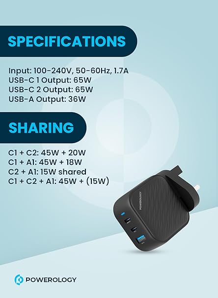 POWEROLOGY GAN DUAL USB C WALL CHARGER PD 45W PWCUQC035 thumbnail 4