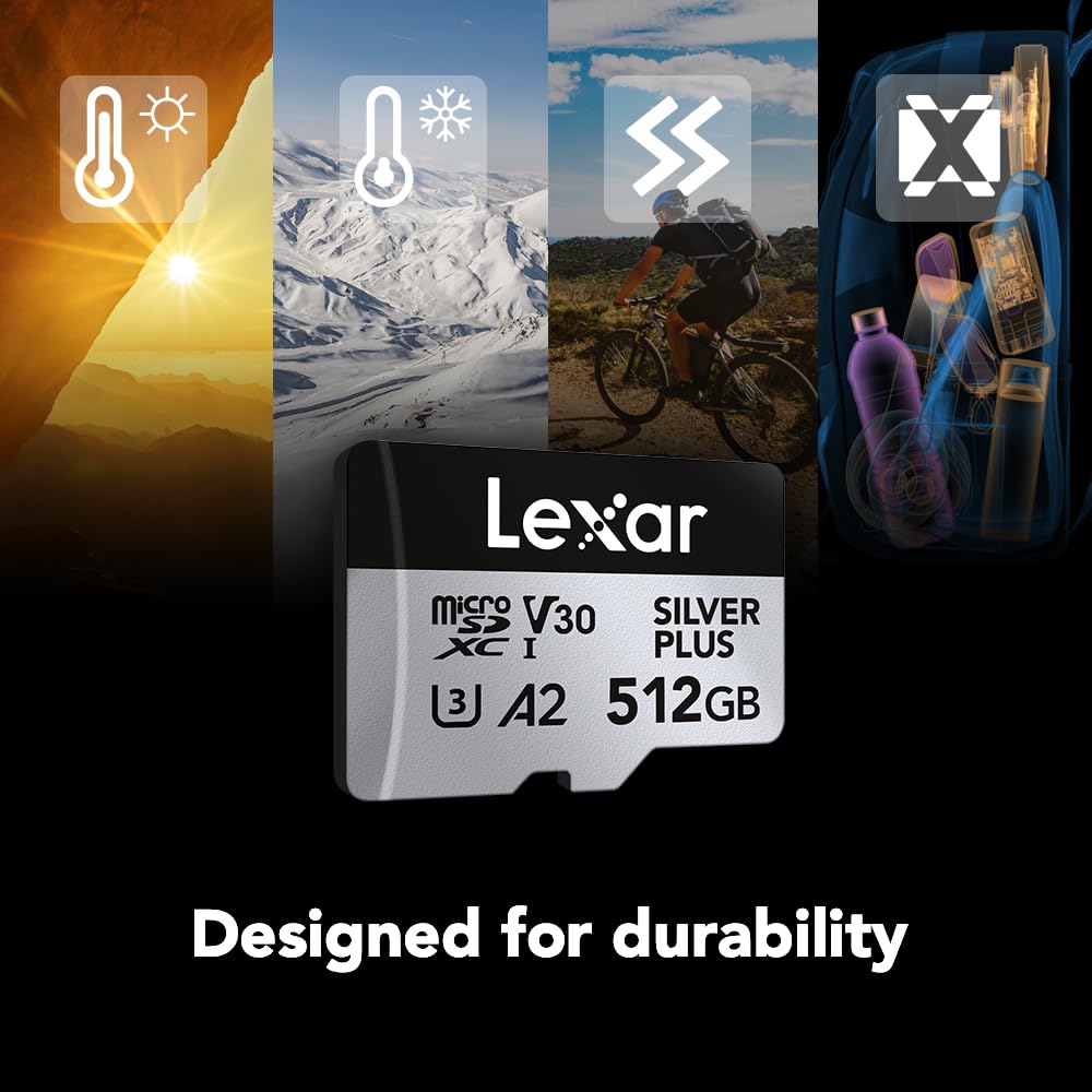 LEXAR PROFESSIONAL SILVER PLUS MICROSDXC UHS-I CARDS 205MB/S-512GB LMSSIPL512G-BNANG thumbnail 7