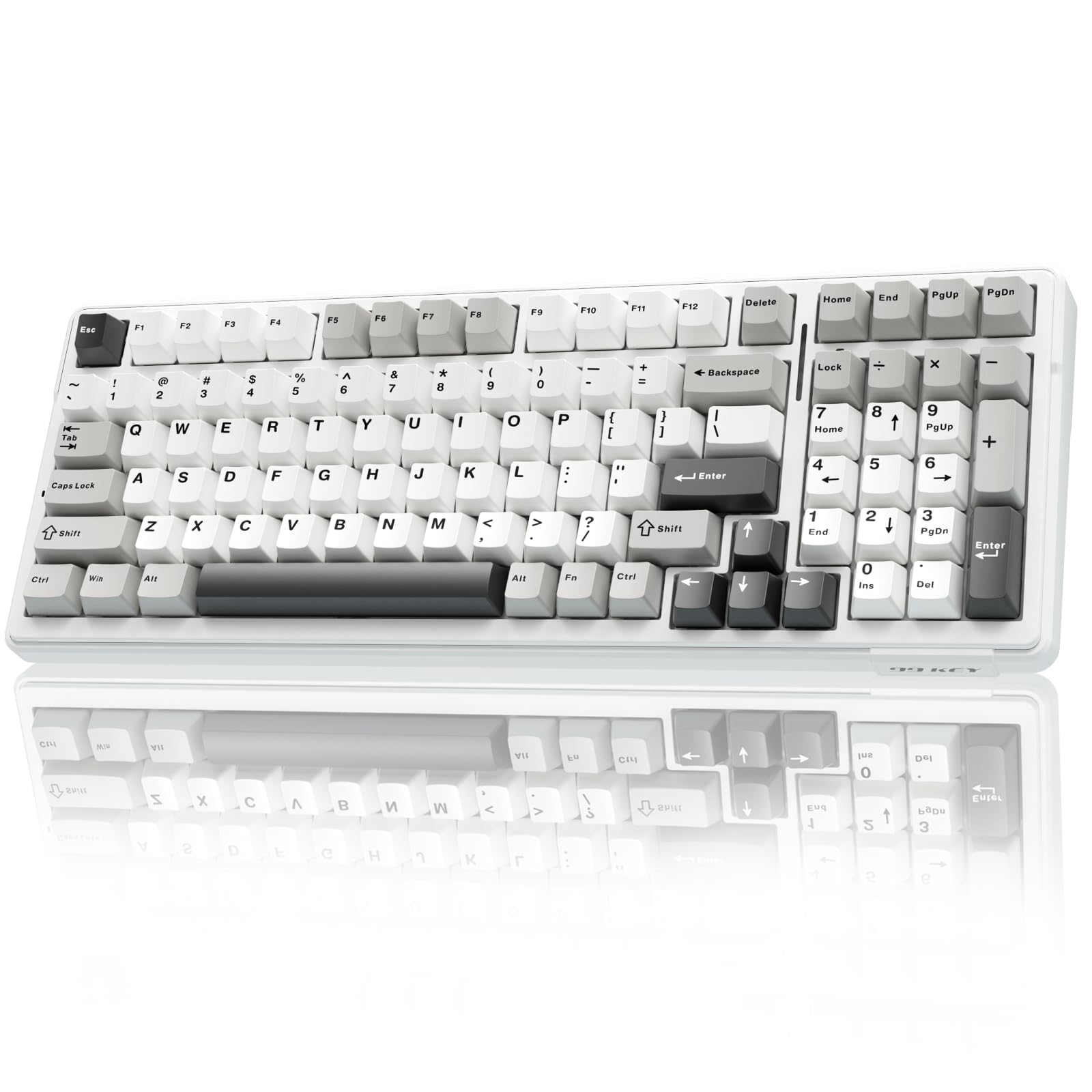 AULA 99 KEYS RGB 98% MECHANICAL GAMING KEYBOARD TRI-MODE WALVIS SEA SWITCH BLK-GRY-WHT F99