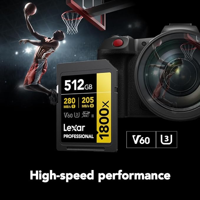 LEXAR PROFESSIONAL 1800X SDXC™ UHS-II CARDS UP TO 280MB/S READ 205MB/S WRITE U3 V60 4K - 512GB LSD1800512G-BNNNG thumbnail 4