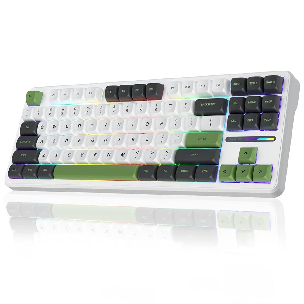 AULA 3 IN 1 MECHANICAL KEYBOARD BLACK/WHITE/GREEN F87