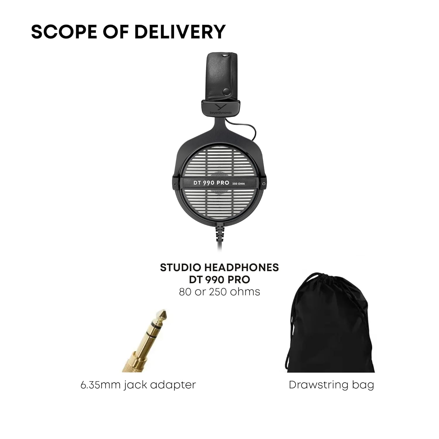 BEYERDYNAMIC DT 990 PRO 80 OHM STUDIO HEADPHONES GREY 718175 thumbnail 3