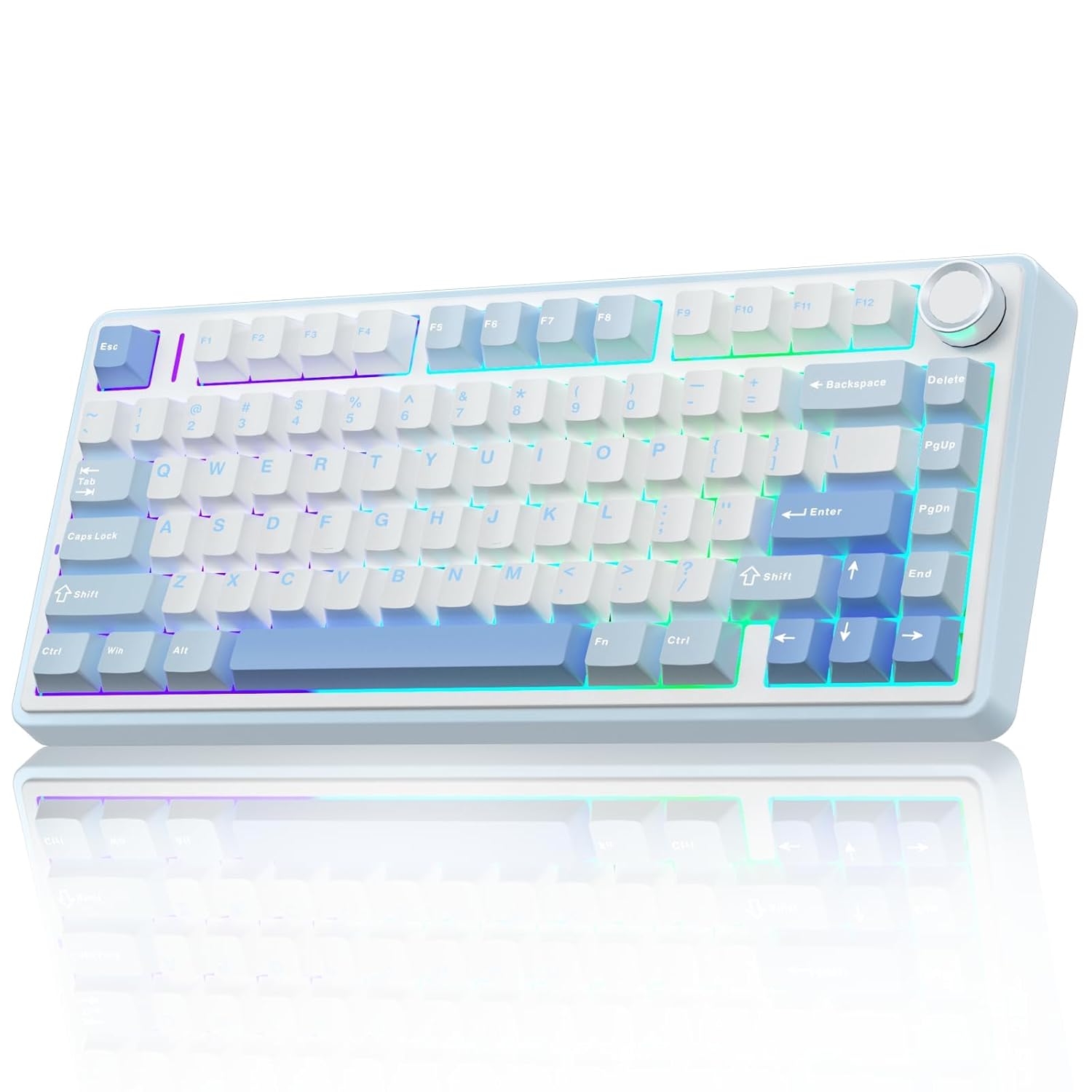AULA 75 KEYS RGB 75% MECHANICAL GAMING KEYBOARD TRI MODE KNOB SEIYA SWITCH WHITE CONTOUR F75
